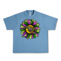 Pebble Blue Mardi Gras Sunflower With Crawfish Urban Heavy Tee - BundleAndBundleShop