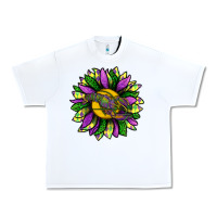 White Mardi Gras Sunflower With Crawfish Urban Heavy Tee - BundleAndBundleShop