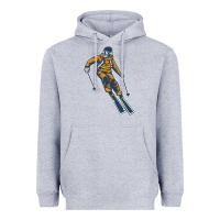 Heather Grey born to ski Heavyweight Hoodie - artisFamous