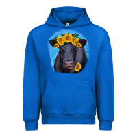 Cobalt black angus with sunflower Urban Hoodie - RanaPortraitStore