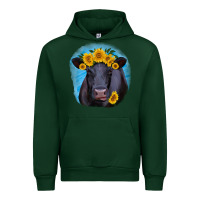 Forest Green black angus with sunflower Urban Hoodie - RanaPortraitStore