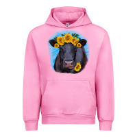 Fuchsia Pink black angus with sunflower Urban Hoodie - RanaPortraitStore