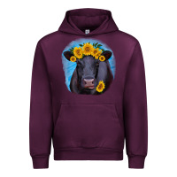 Mauve Wine black angus with sunflower Urban Hoodie - RanaPortraitStore