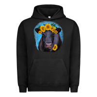 Pigment Black black angus with sunflower Urban Hoodie - RanaPortraitStore