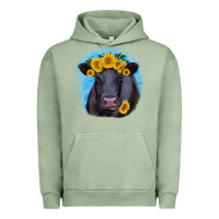 Pigment Oil Green black angus with sunflower Urban Hoodie - RanaPortraitStore