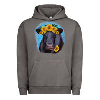 Pigment Tornado black angus with sunflower Urban Hoodie - RanaPortraitStore