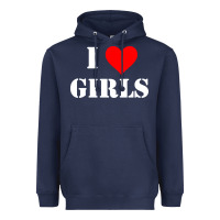 Navy i love girls Heavyweight Hoodie - artisFamous