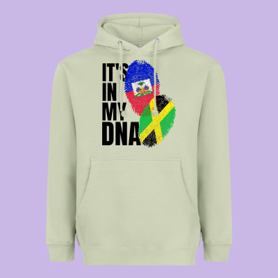 Jamaican And Haitian Mix Flag Dna Heritage Heavyweight Hoodie Designed By Artisfamous