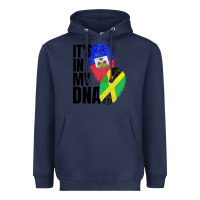 Navy jamaican and haitian mix flag dna heritage Heavyweight Hoodie - artisFamous