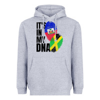 Heather Grey jamaican and haitian mix flag dna heritage Heavyweight Hoodie - artisFamous