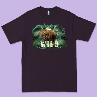 Stay Wild Night Grizzly Bear Premium Tee Designed By Howdyjamesfarm