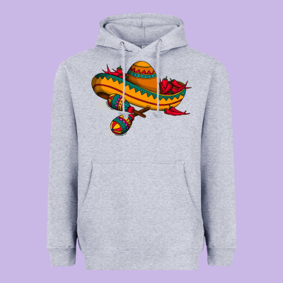 Maracas Sombrero Mexican Heavyweight Hoodie Designed By Artisfamous