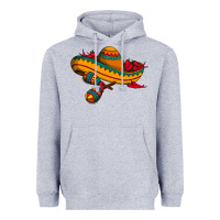 Heather Grey maracas sombrero mexican Heavyweight Hoodie - artisFamous