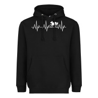Black heartbeat recumbent bicycle bike cyclist biking Heavyweight Hoodie - artisFamous