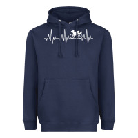Navy heartbeat recumbent bicycle bike cyclist biking Heavyweight Hoodie - artisFamous