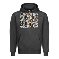 Charcoal Heather cowhide brushstroke Zipper Hoodie - AdoDesignShop