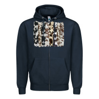 Navy cowhide brushstroke Zipper Hoodie - AdoDesignShop