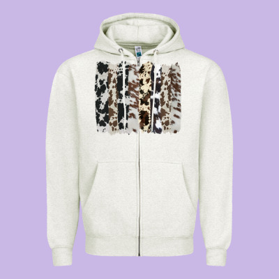 Cowhide Brushstroke Zipper Hoodie Designed By Adodesignshop