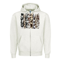 Oatmeal Heather cowhide brushstroke Zipper Hoodie - AdoDesignShop