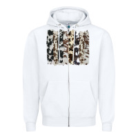 White cowhide brushstroke Zipper Hoodie - AdoDesignShop