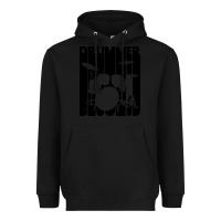 Black vintage retro drummer Heavyweight Hoodie - artisFamous