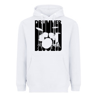 White vintage retro drummer Heavyweight Hoodie - artisFamous