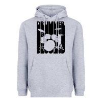 Heather Grey vintage retro drummer Heavyweight Hoodie - artisFamous