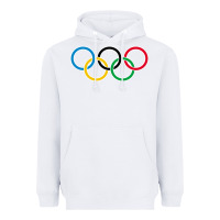White Olympic Rings Heavyweight Hoodie - artisFamous
