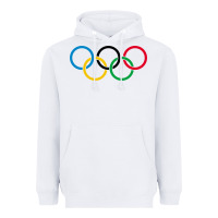 White Olympic Rings Heavyweight Hoodie - artisFamous