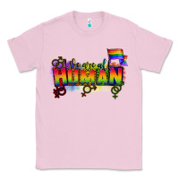 Bubblegum Pink We are all human Classic Tee - CowGirlArtShop