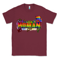 Burgundy We are all human Classic Tee - CowGirlArtShop