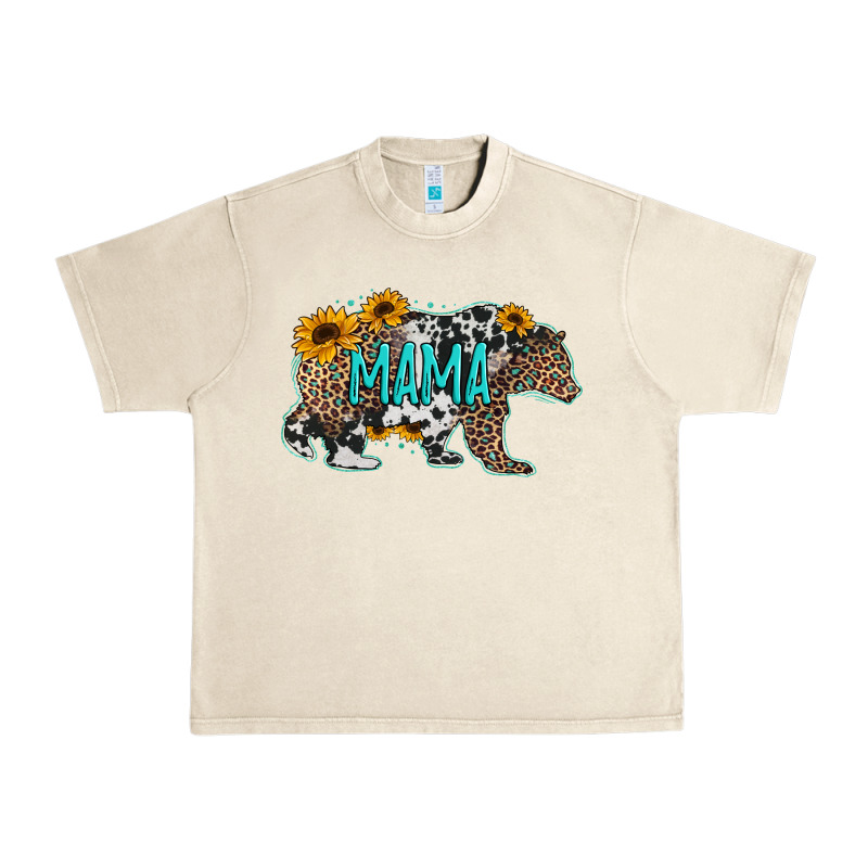 Mama Bear Sunflowers Leopard Cowhide Mother's Day Urban Heavy Tee by Jasminsmagicworld | Teevron
