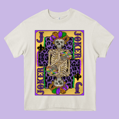 Joker Mardi Gras Skeleton Heavy Core Tee Designed By Cowgirlartshop