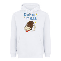 White Damm It All Heavyweight Hoodie - artisFamous