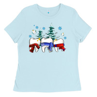 Baby Blue dental christmas tree teeth and winter ado Ladies Tee - OliviaCreatesArt