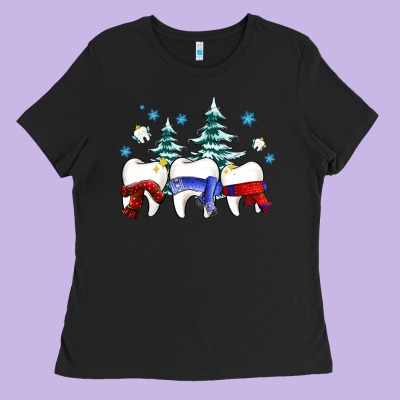 Dental Christmas Tree Teeth And Winter Ado Ladies Tee Designed By Oliviacreatesart