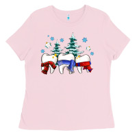 Bubblegum Pink dental christmas tree teeth and winter ado Ladies Tee - OliviaCreatesArt