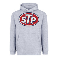 Heather Grey stp motor oil distressed Heavyweight Hoodie - artisFamous