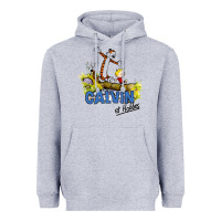Heather Grey calvin hobbes Heavyweight Hoodie - artisFamous