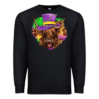Black highland cow mardi gras Premium Sweatshirt - JahusDesignShop