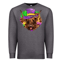 Charcoal Heather highland cow mardi gras Premium Sweatshirt - JahusDesignShop