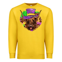 Highland Cow Mardi Gras Premium Sweatshirt | Teevron