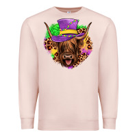 Pale Pink highland cow mardi gras Premium Sweatshirt - JahusDesignShop