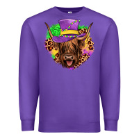 Purple highland cow mardi gras Premium Sweatshirt - JahusDesignShop