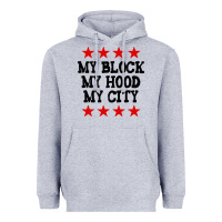 Heather Grey my block my hood my city Heavyweight Hoodie - artisFamous