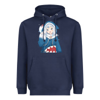 Navy Smile Beautiful Gawr Gura Heavyweight Hoodie - artisFamous