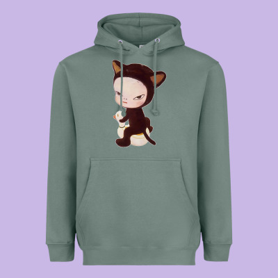 Yoshitomo Nara Cute Cat Heavyweight Hoodie Designed By Artisfamous
