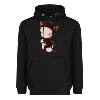 Black Yoshitomo Nara Cute Cat Heavyweight Hoodie - artisFamous