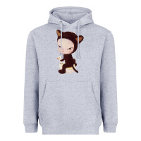 Heather Grey Yoshitomo Nara Cute Cat Heavyweight Hoodie - artisFamous