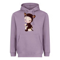 Lavender Yoshitomo Nara Cute Cat Heavyweight Hoodie - artisFamous